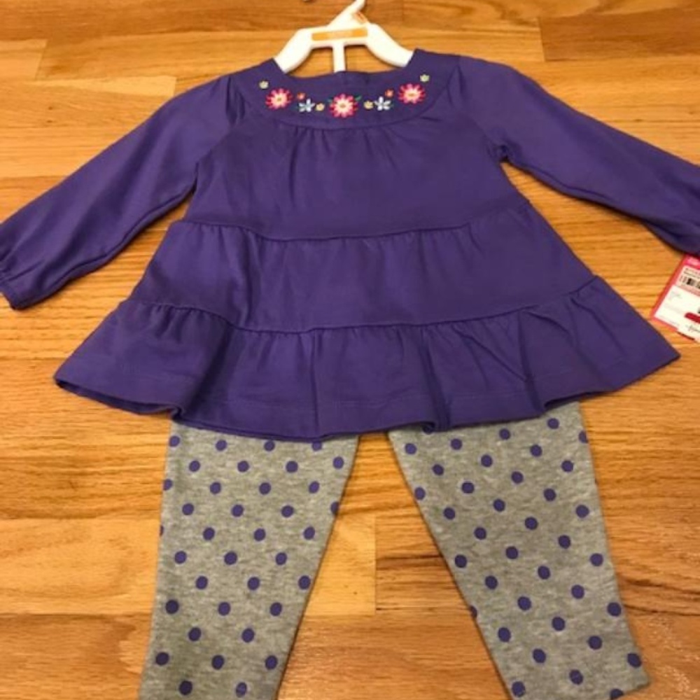 NEW -  CARTER'S PURPLE TOP & PANTS-12 MTHS